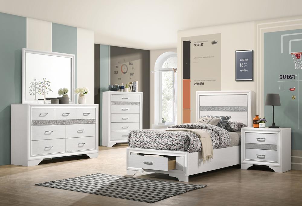 Miranda 5-Piece Twin Storage Bedroom Set White - 205111T-S5 - Bien Home Furniture &amp; Electronics