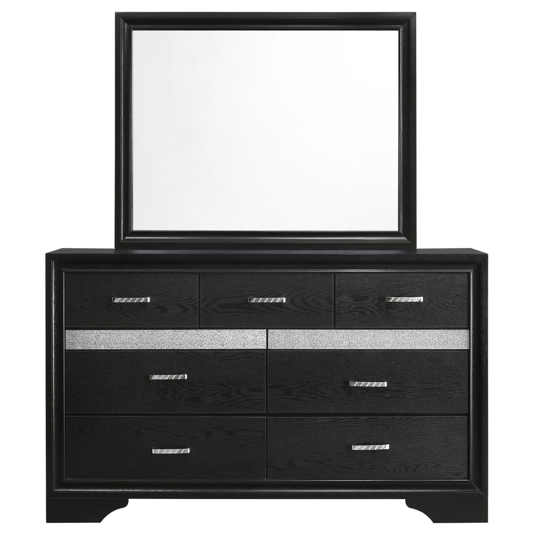 Miranda 7-drawer Dresser with Mirror Black and Rhinestone - 206363M - Bien Home Furniture &amp; Electronics
