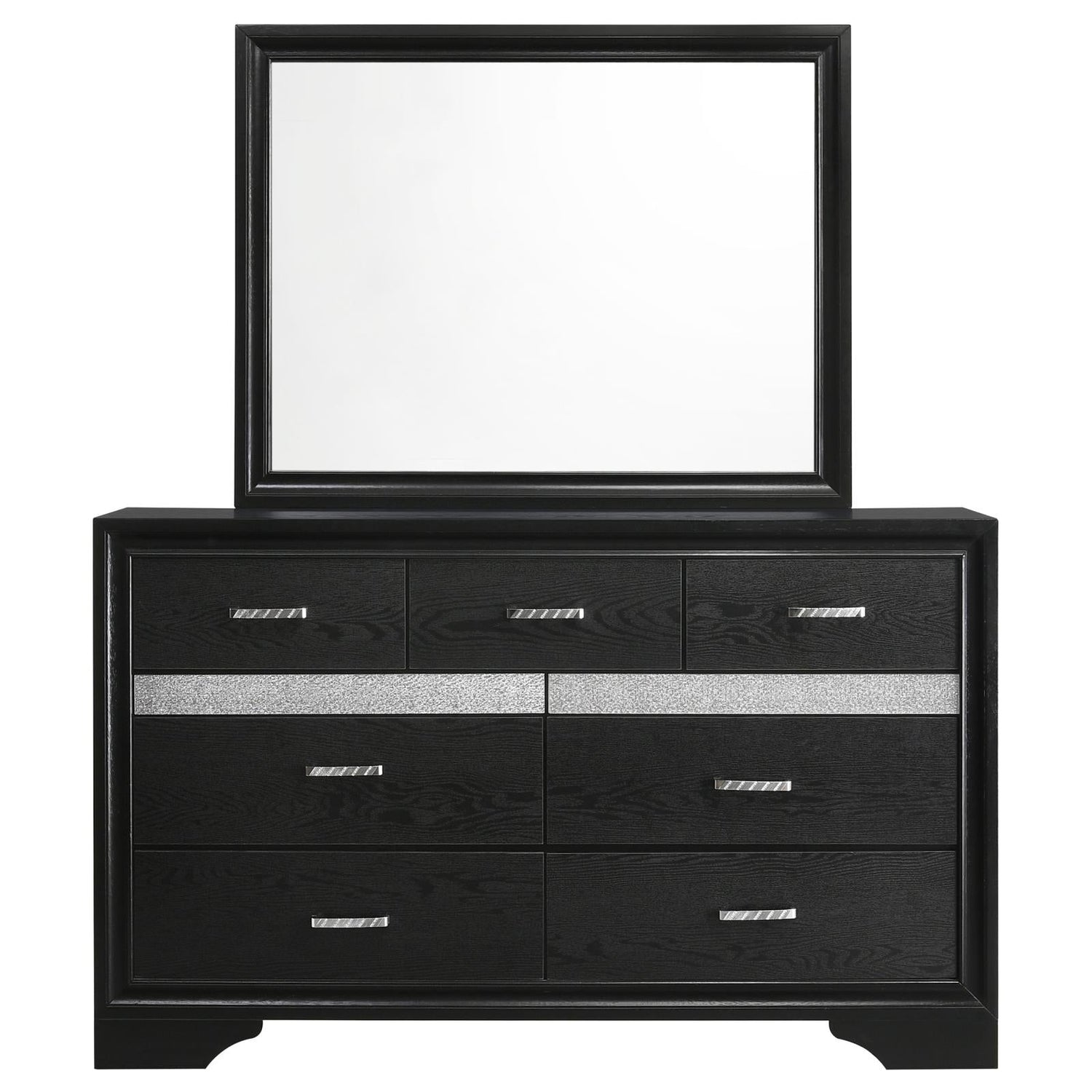 Miranda 7-drawer Dresser with Mirror Black and Rhinestone - 206363M - Bien Home Furniture &amp; Electronics