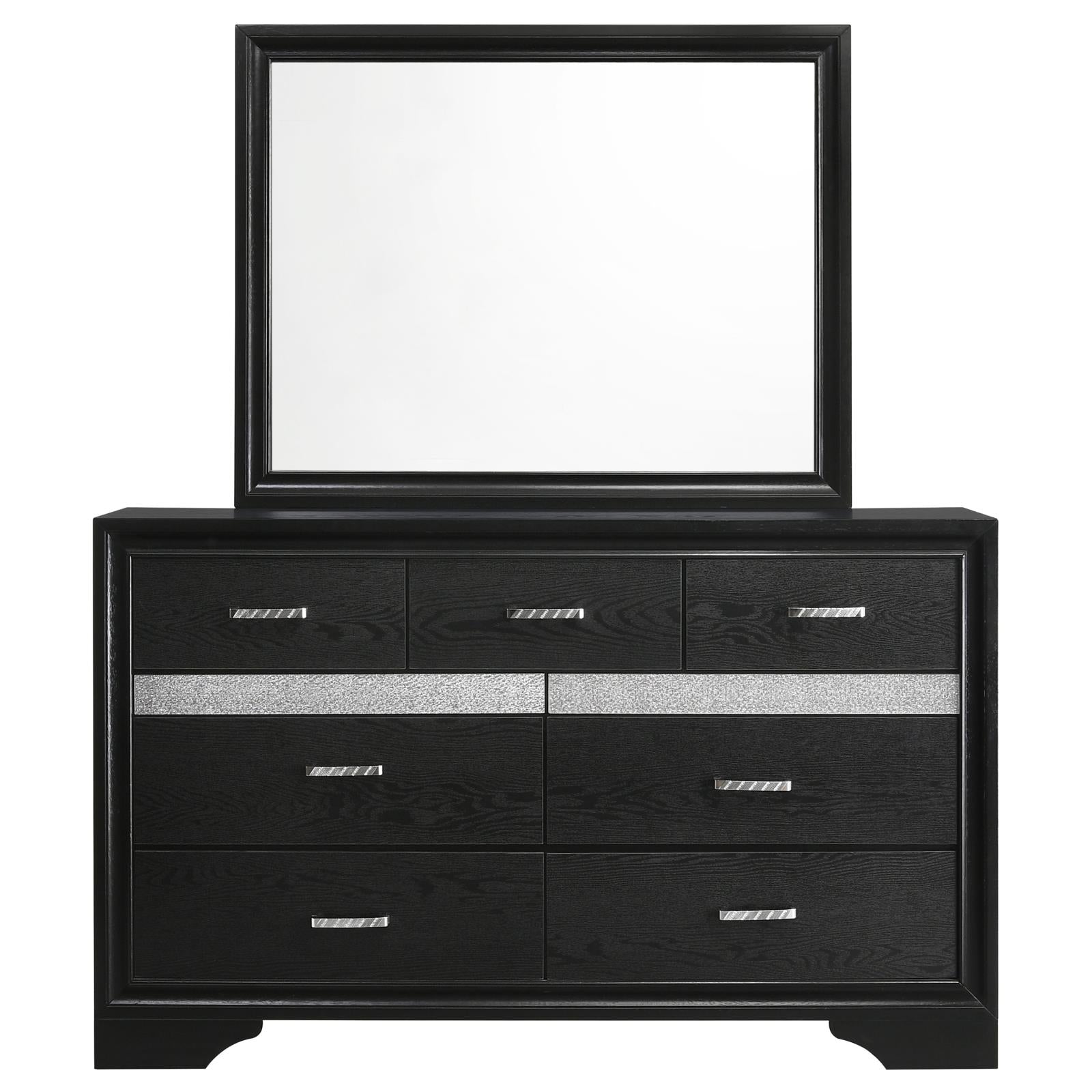 Miranda 7-drawer Dresser with Mirror Black and Rhinestone - 206363M - Bien Home Furniture &amp; Electronics