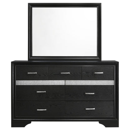 Miranda 7-drawer Dresser with Mirror Black and Rhinestone - 206363M - Bien Home Furniture &amp; Electronics