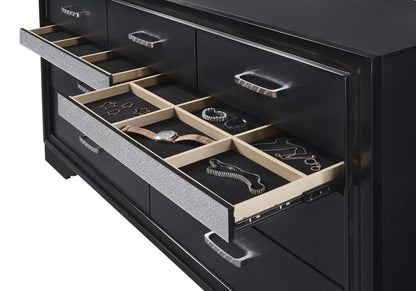 Miranda 7-drawer Dresser with Mirror Black and Rhinestone - 206363M - Bien Home Furniture &amp; Electronics