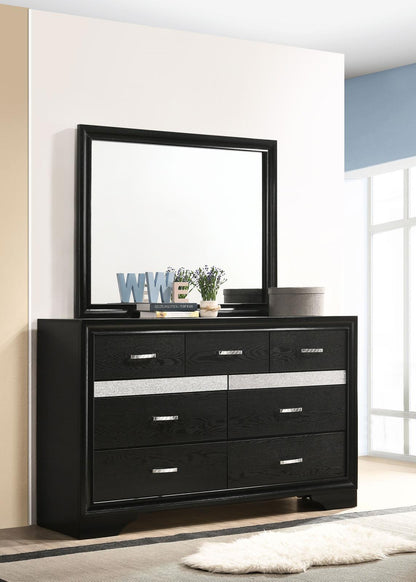 Miranda 7-drawer Dresser with Mirror Black and Rhinestone - 206363M - Bien Home Furniture &amp; Electronics
