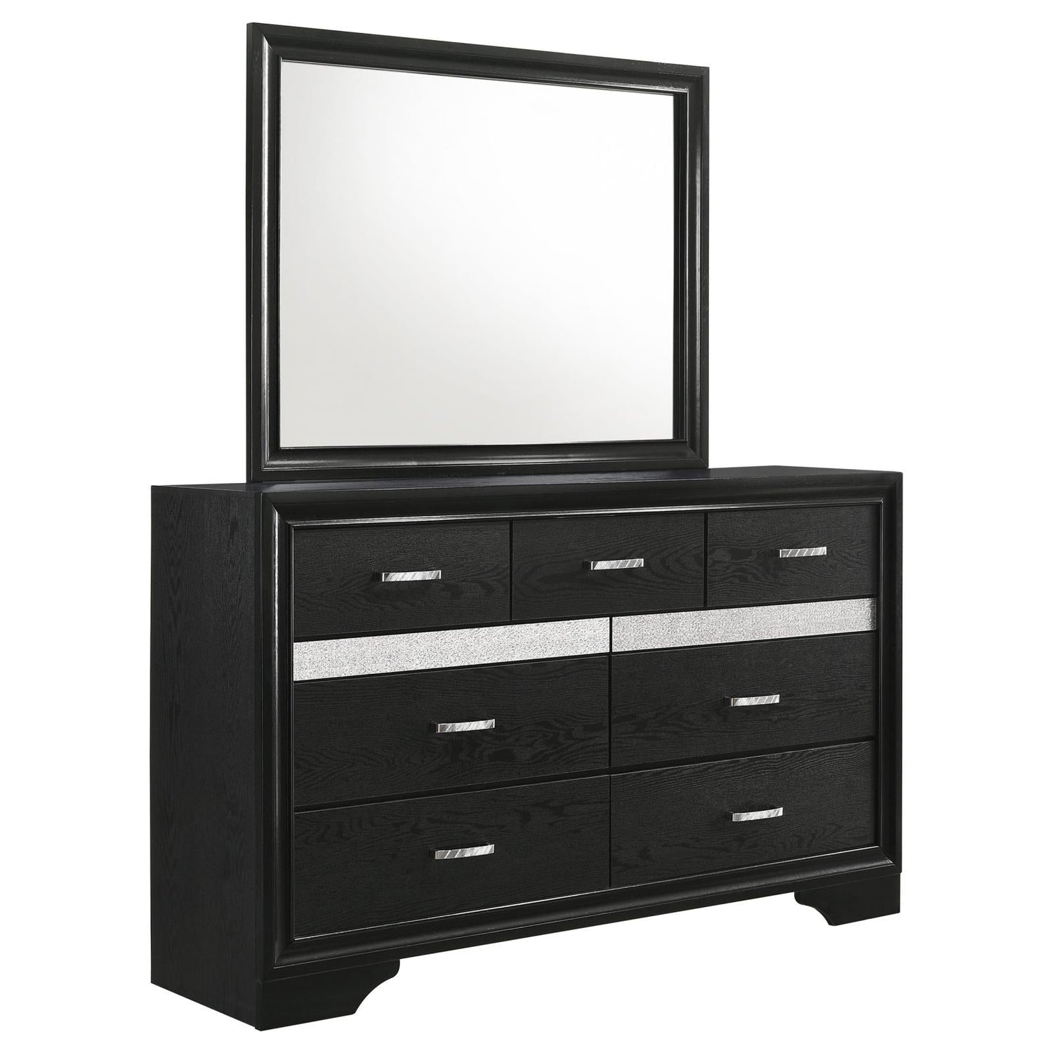 Miranda 7-drawer Dresser with Mirror Black and Rhinestone - 206363M - Bien Home Furniture &amp; Electronics