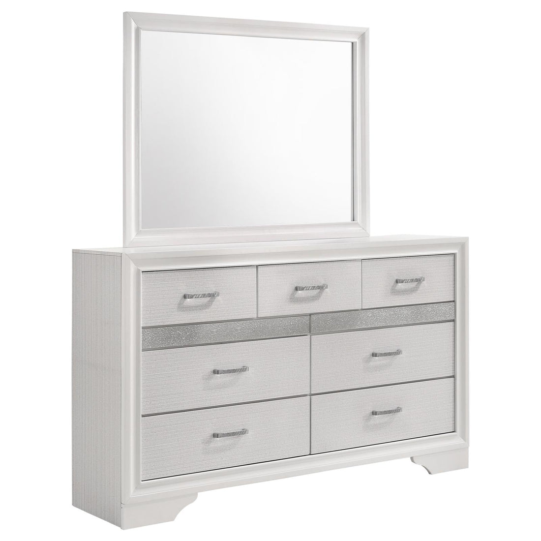 Miranda 7-drawer Dresser with Mirror White and Rhinestone - 205113M - Bien Home Furniture &amp; Electronics