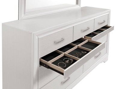 Miranda 7-drawer Dresser with Mirror White and Rhinestone - 205113M - Bien Home Furniture &amp; Electronics