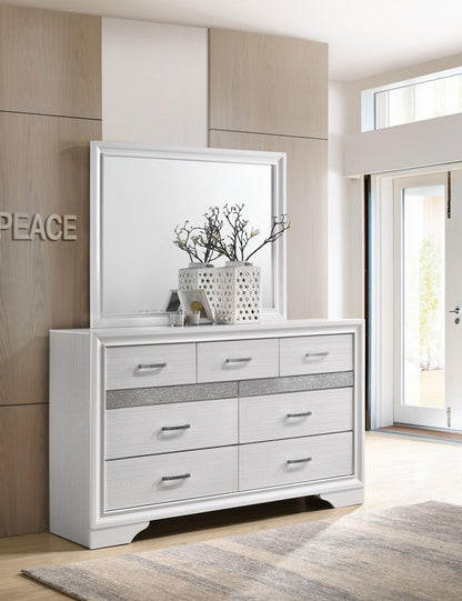 Miranda 7-drawer Dresser with Mirror White and Rhinestone - 205113M - Bien Home Furniture &amp; Electronics
