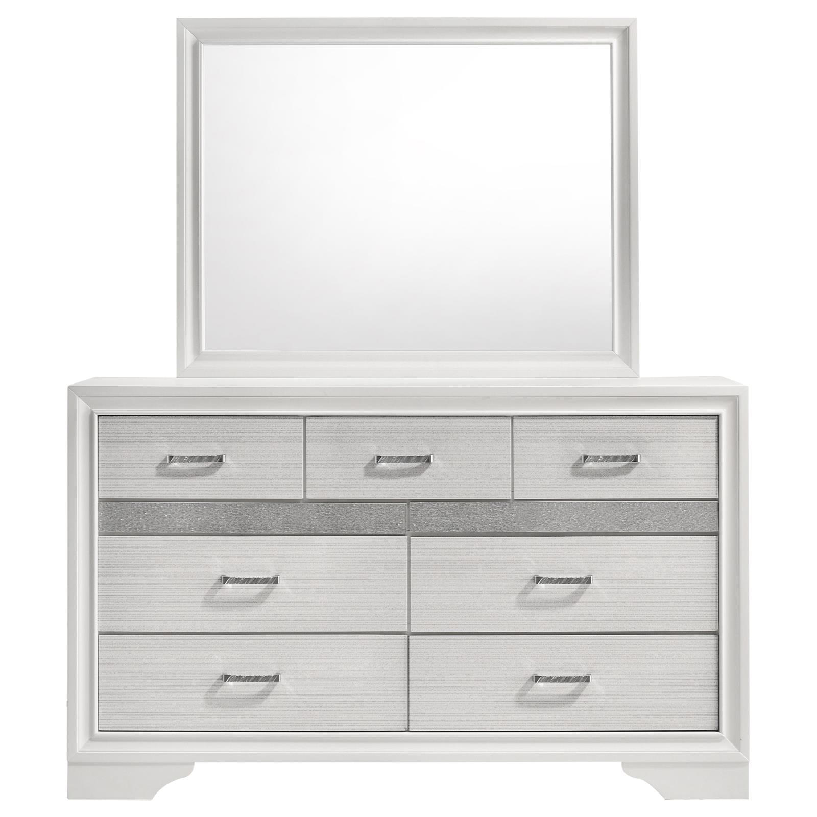 Miranda 7-drawer Dresser with Mirror White and Rhinestone - 205113M - Bien Home Furniture &amp; Electronics