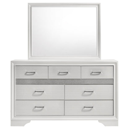 Miranda 7-drawer Dresser with Mirror White and Rhinestone - 205113M - Bien Home Furniture &amp; Electronics