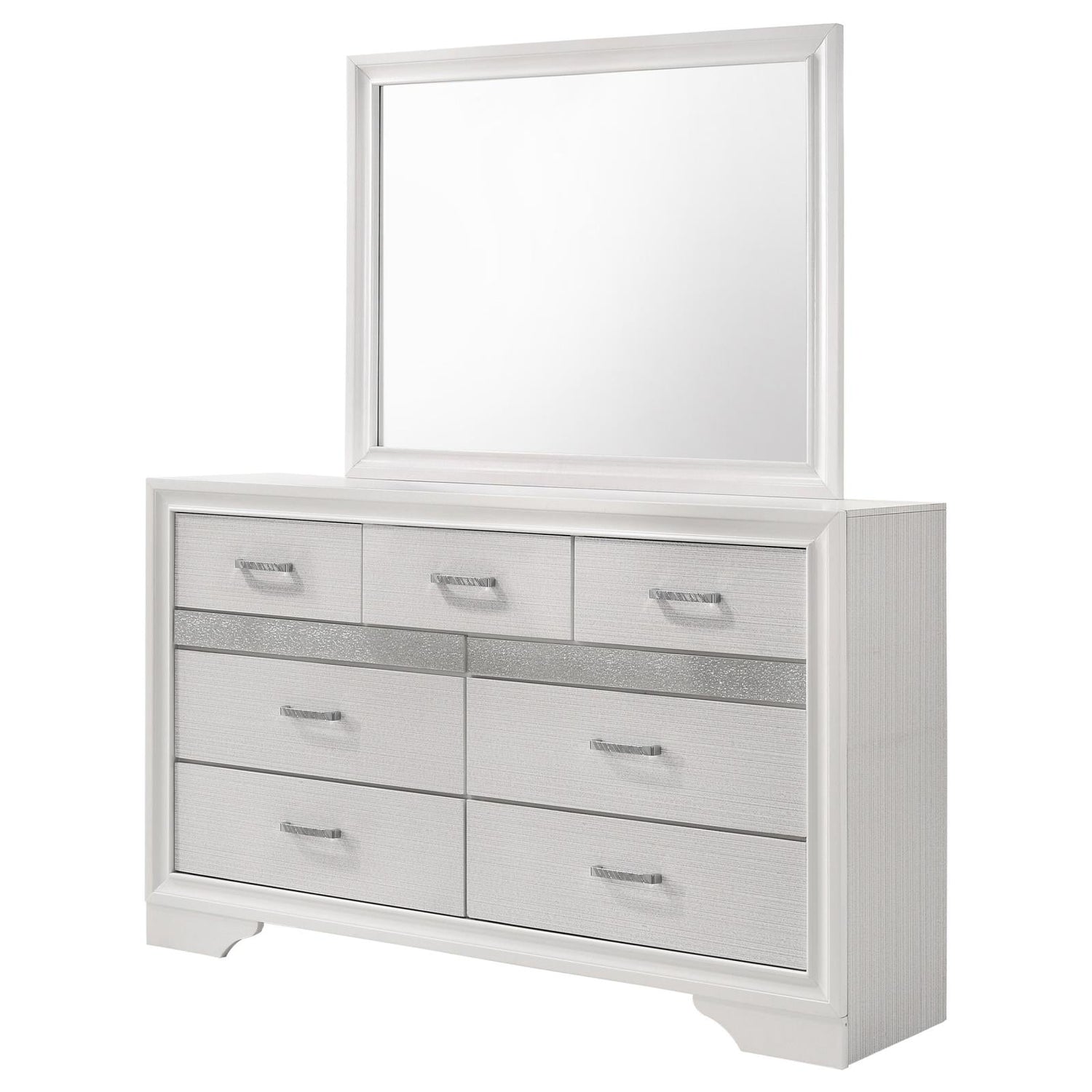 Miranda 7-drawer Dresser with Mirror White and Rhinestone - 205113M - Bien Home Furniture &amp; Electronics