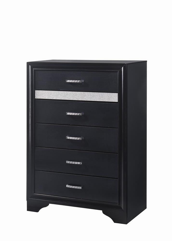 Miranda Black/Rhinestone 5-Drawer Chest - 206365 - Bien Home Furniture &amp; Electronics