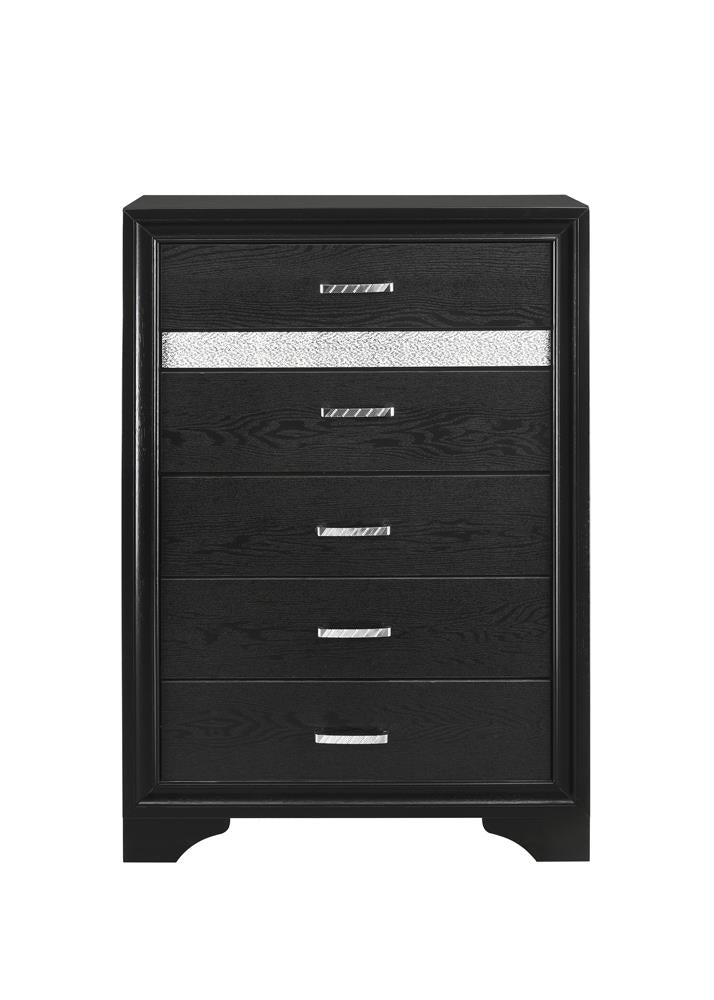 Miranda Black/Rhinestone 5-Drawer Chest - 206365 - Bien Home Furniture &amp; Electronics