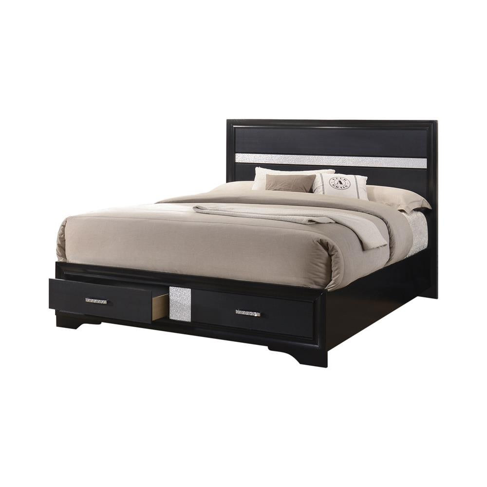 Miranda Eastern King 2-Drawer Storage Bed Black - 206361KE - Bien Home Furniture &amp; Electronics