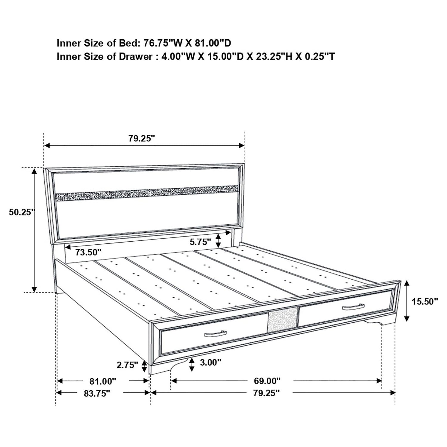 Miranda Platform Storage Bedroom Set - 205111KE-S4 - Bien Home Furniture &amp; Electronics