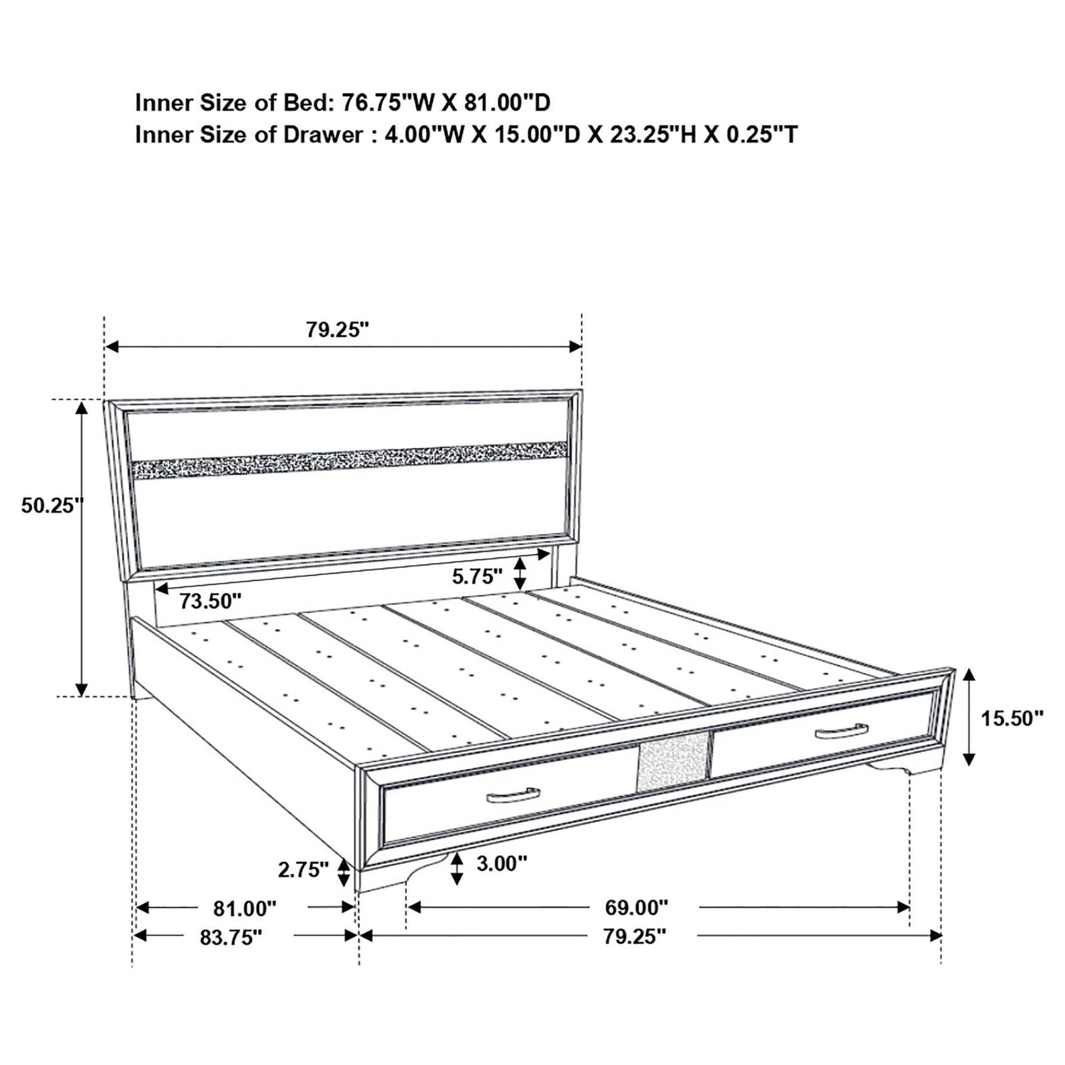 Miranda Platform Storage Bedroom Set - 205111KE-S5 - Bien Home Furniture &amp; Electronics