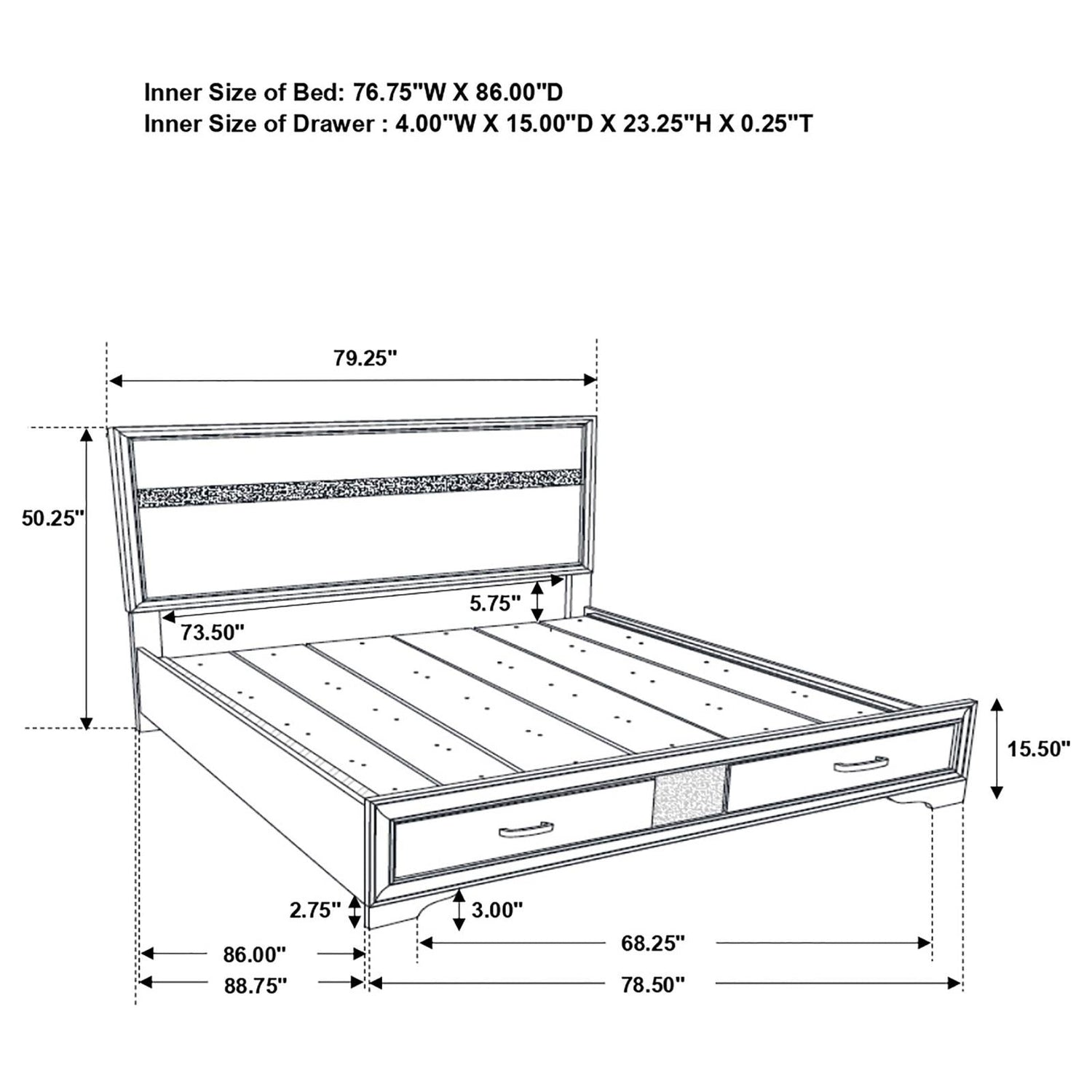 Miranda Platform Storage Bedroom Set - 205111KW-S4 - Bien Home Furniture &amp; Electronics