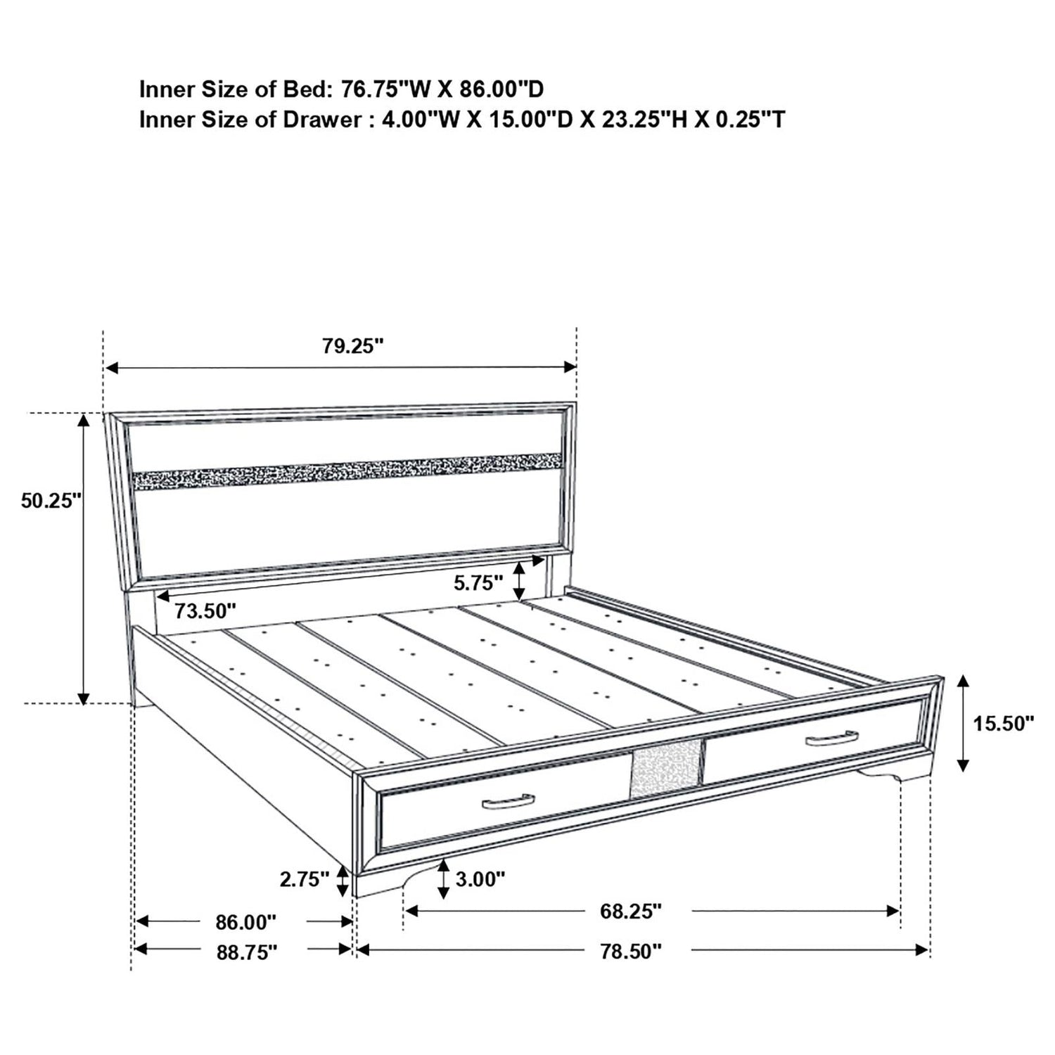 Miranda Platform Storage Bedroom Set - 205111KW-S5 - Bien Home Furniture &amp; Electronics