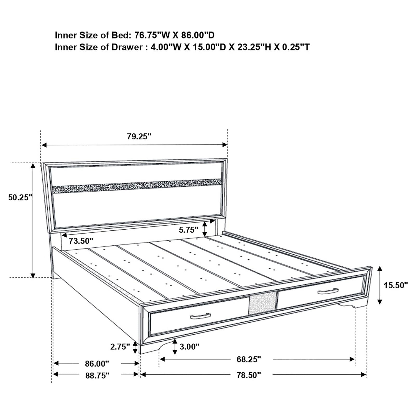 Miranda Platform Storage Bedroom Set - 205111KW-S5 - Bien Home Furniture &amp; Electronics