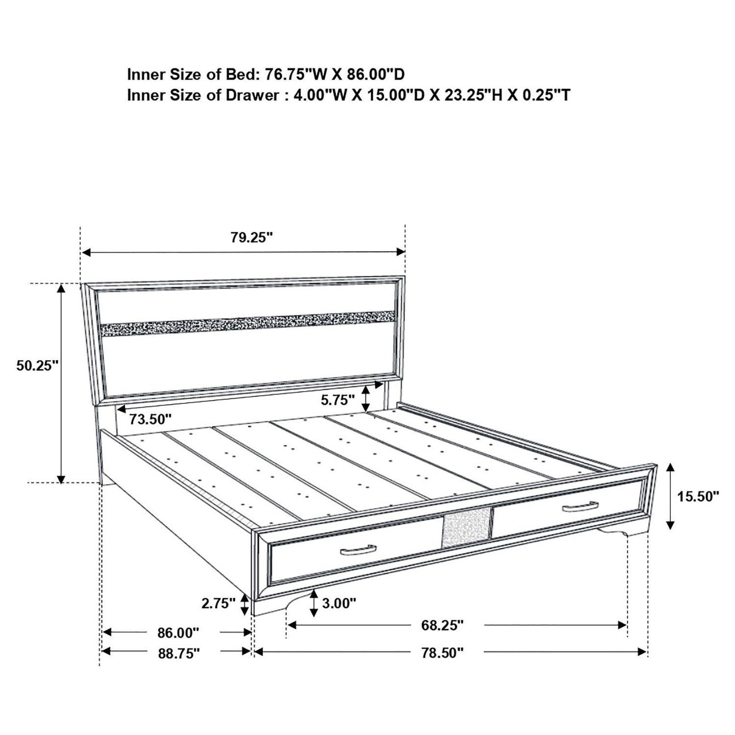 Miranda Platform Storage Bedroom Set - 206361KW-S5 - Bien Home Furniture &amp; Electronics