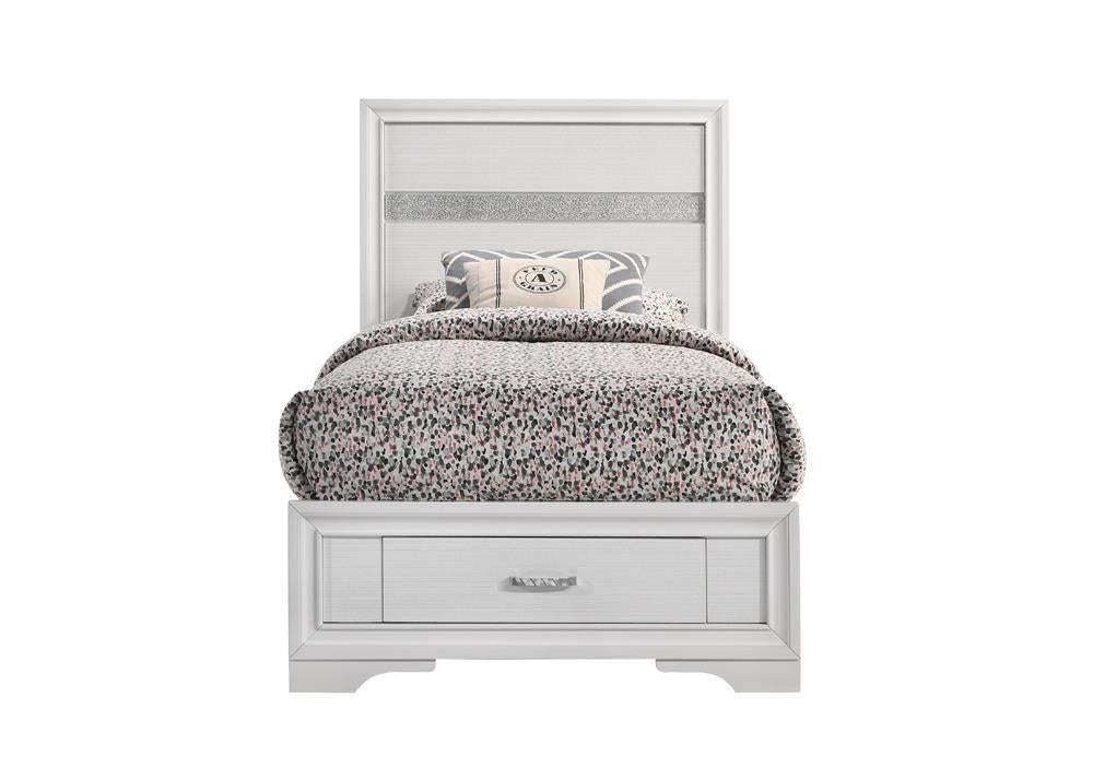 Miranda Twin Storage Bed White - 205111T - Bien Home Furniture &amp; Electronics