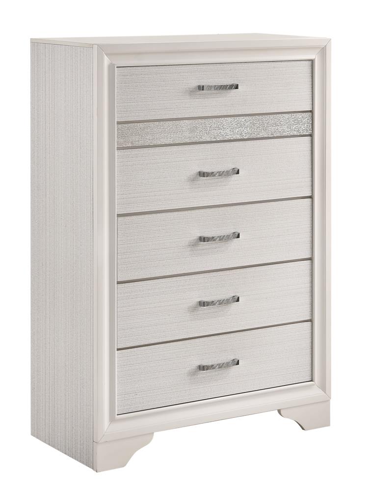 Miranda White/Rhinestone 5-Drawer Chest - 205115 - Bien Home Furniture &amp; Electronics