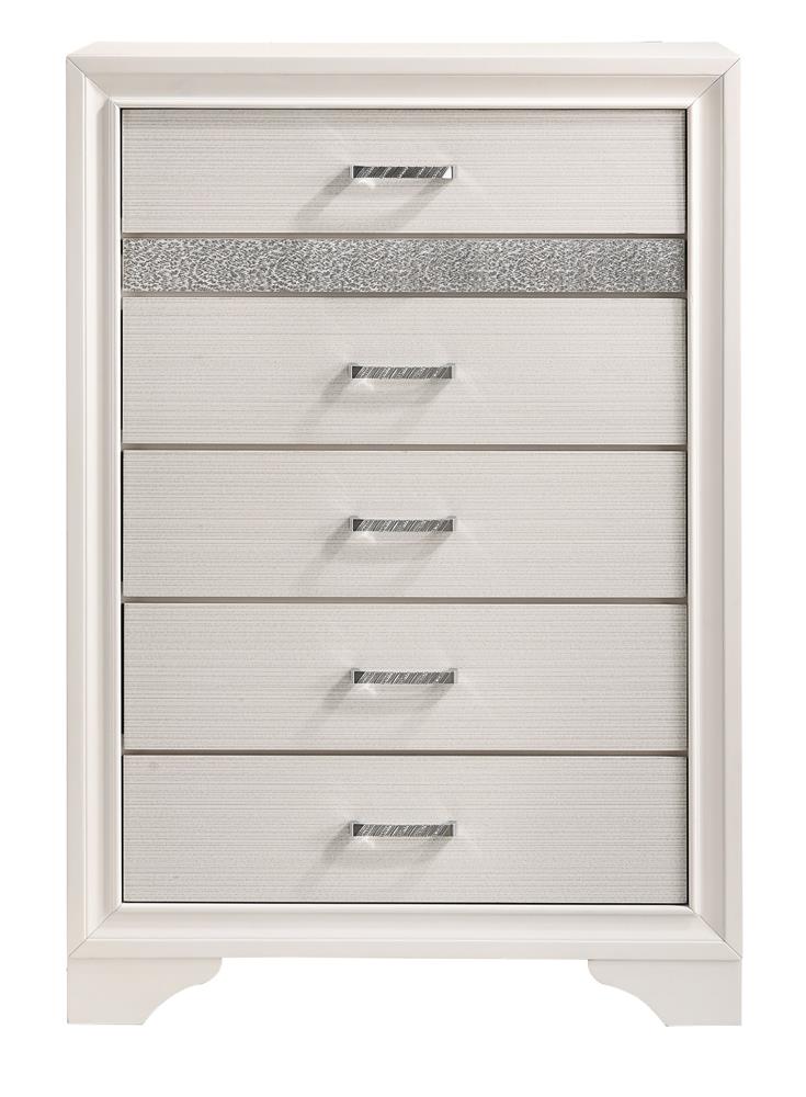 Miranda White/Rhinestone 5-Drawer Chest - 205115 - Bien Home Furniture &amp; Electronics