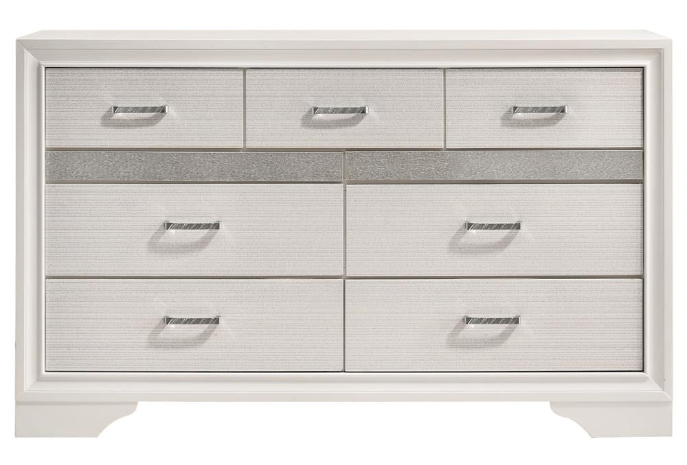 Miranda White/Rhinestone 7-Drawer Dresser - 205113 - Bien Home Furniture &amp; Electronics