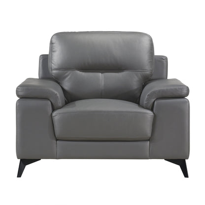 Mischa Dark Gray Top-Grain Leather Chair - 9514DGY-1 - Bien Home Furniture &amp; Electronics