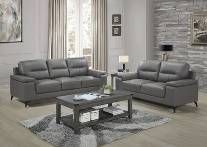 Mischa Dark Gray Top-Grain Leather Living Room Set - SET | 9514DGY-3 | 9514DGY-2 - Bien Home Furniture &amp; Electronics