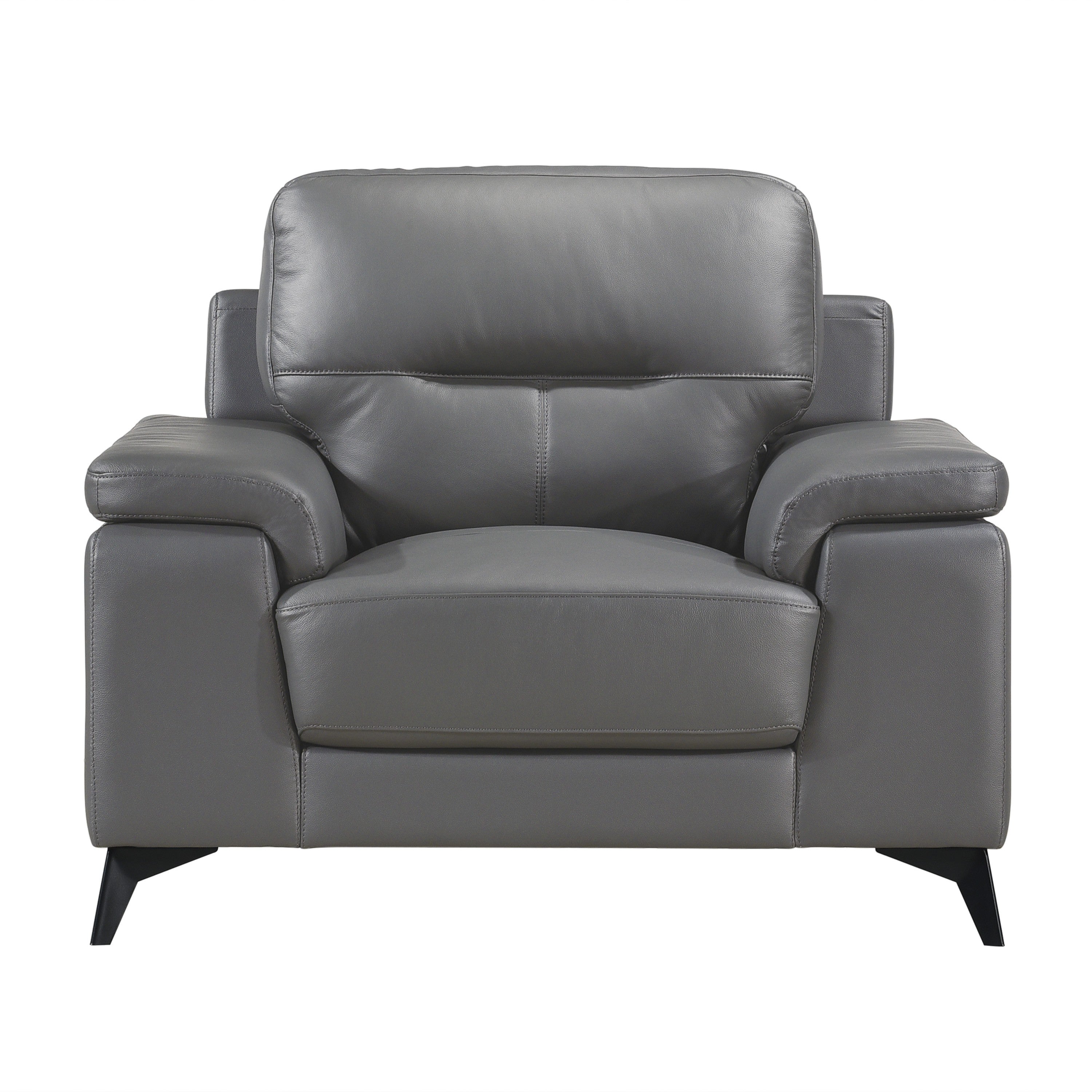 Mischa Dark Gray Top-Grain Leather Living Room Set - SET | 9514DGY-3 | 9514DGY-2 - Bien Home Furniture &amp; Electronics