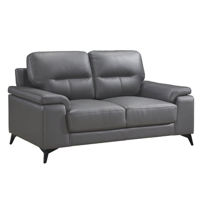 Mischa Dark Gray Top-Grain Leather Loveseat - 9514DGY-2 - Bien Home Furniture &amp; Electronics