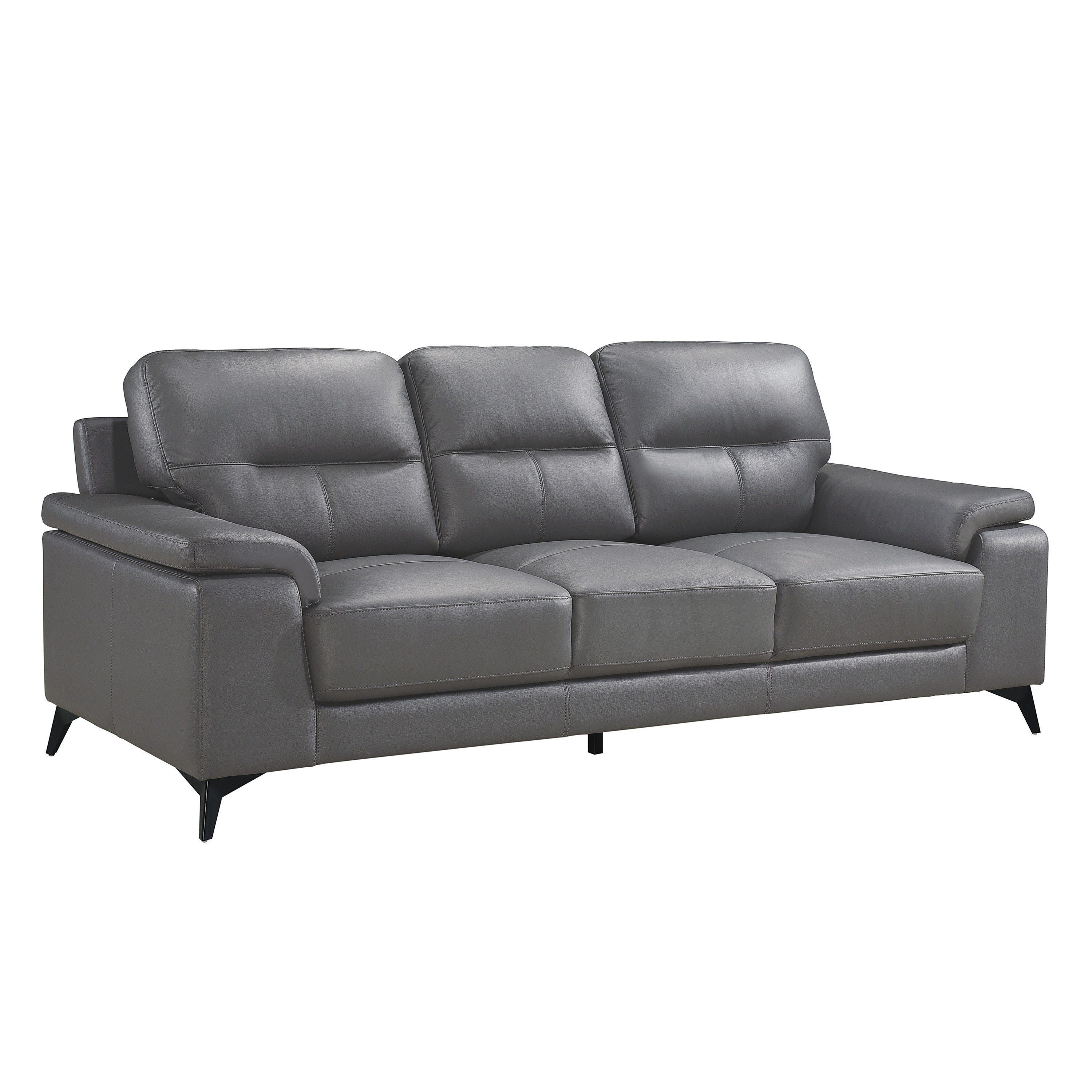 Mischa Dark Gray Top-Grain Leather Sofa - 9514DGY-3 - Bien Home Furniture &amp; Electronics