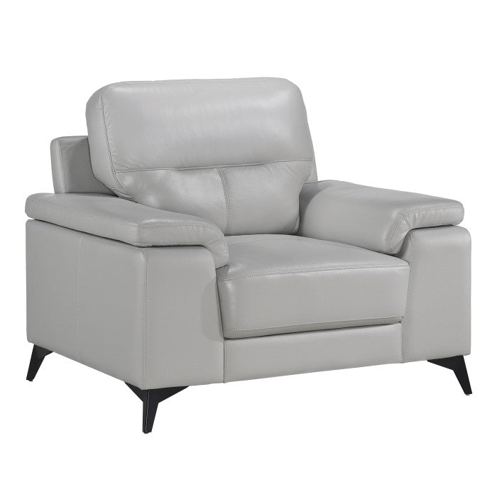 Mischa Silver Grain Top Grain Leather Chair - 9514SVE-1 - Bien Home Furniture &amp; Electronics