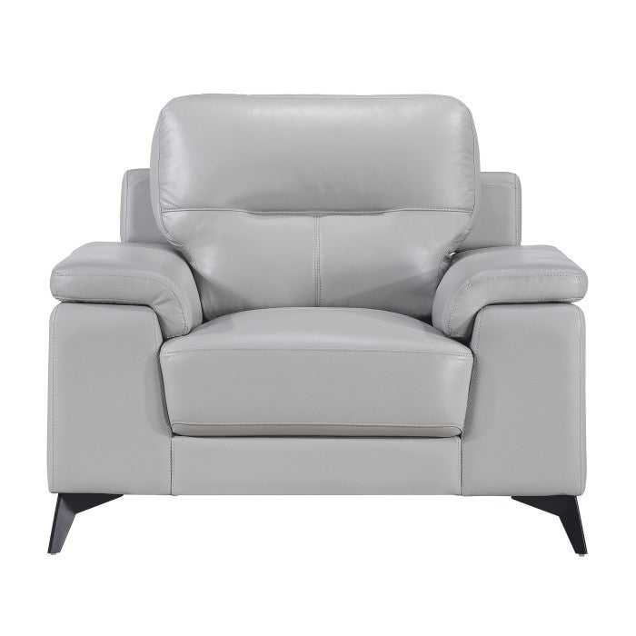 Mischa Silver Grain Top Grain Leather Chair - 9514SVE-1 - Bien Home Furniture &amp; Electronics