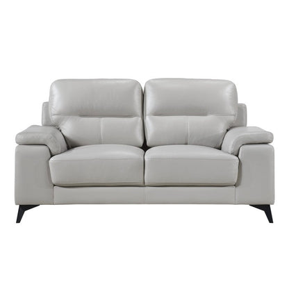 Mischa Silver Grain Top Grain Leather Loveseat - 9514SVE-2 - Bien Home Furniture &amp; Electronics