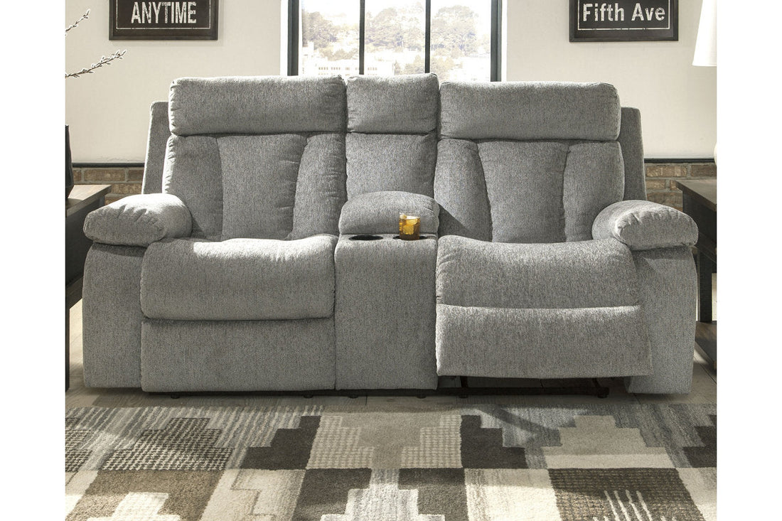 Mitchiner Fog Reclining Loveseat with Console - 7620494 - Bien Home Furniture &amp; Electronics