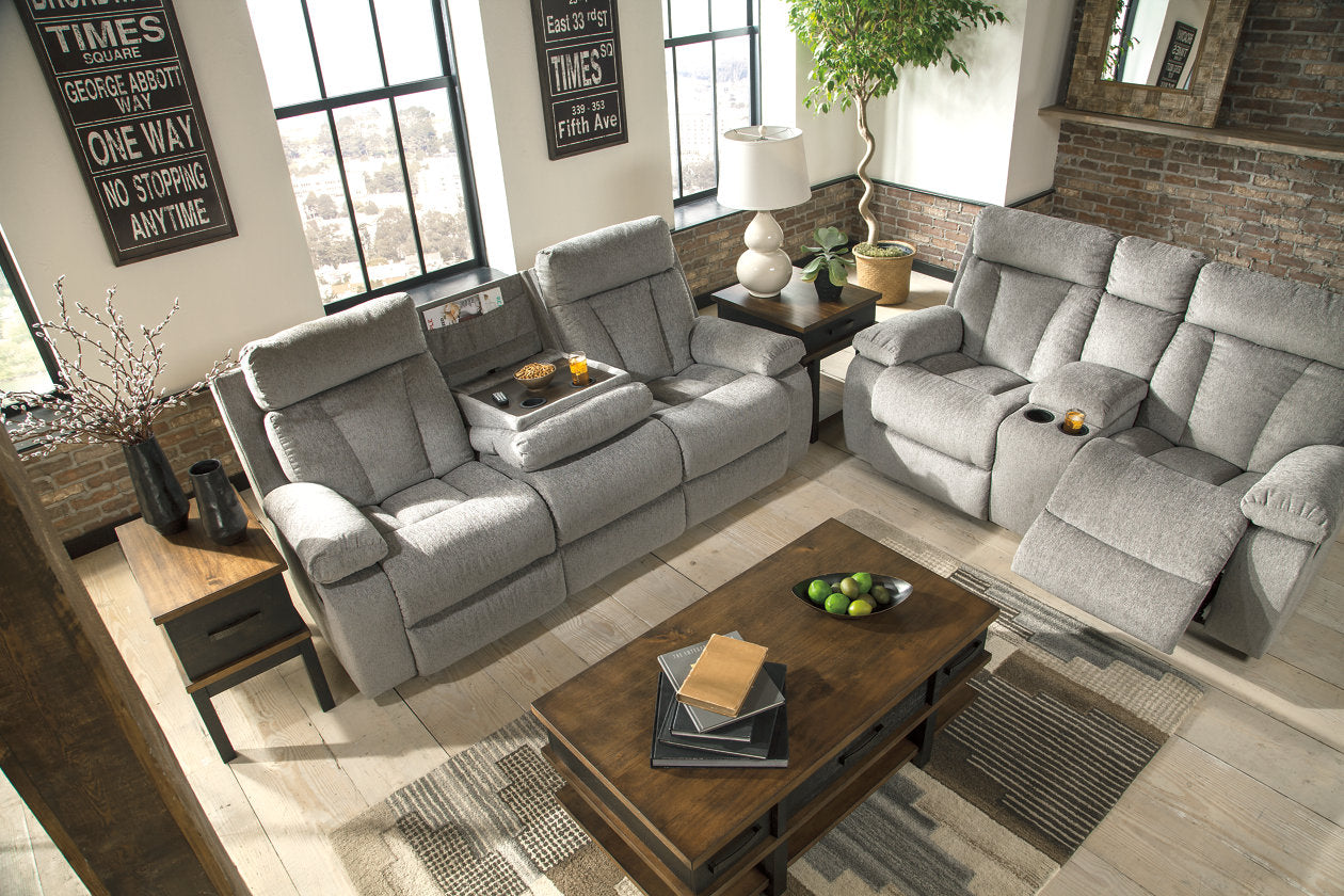 Mitchiner Fog Reclining Loveseat with Console - 7620494 - Bien Home Furniture &amp; Electronics