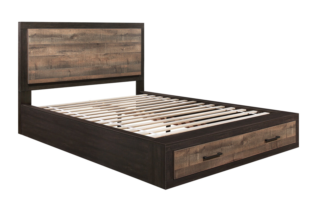 Miter Brown King Storage Platform Bed - SET | 1762K-1 | 1762K-2 | 1762-3 - Bien Home Furniture &amp; Electronics