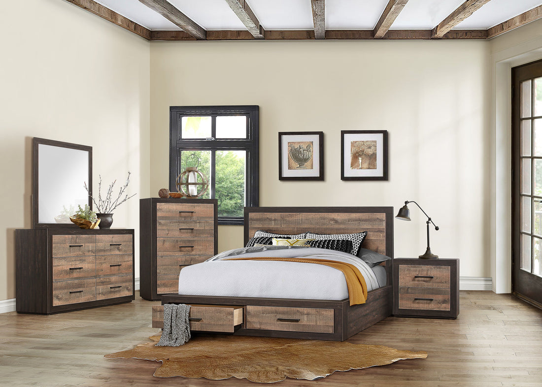 Miter Brown Storage Platform Bedroom Set - SET | 1762K-1 | 1762K-2 | 1762-3 | 1762-4 | 1762-5 | 1762-6 | 1762-9 - Bien Home Furniture &amp; Electronics