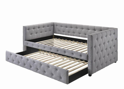 Mockern Gray Tufted Upholstered Daybed with Trundle - 302161 - Bien Home Furniture &amp; Electronics