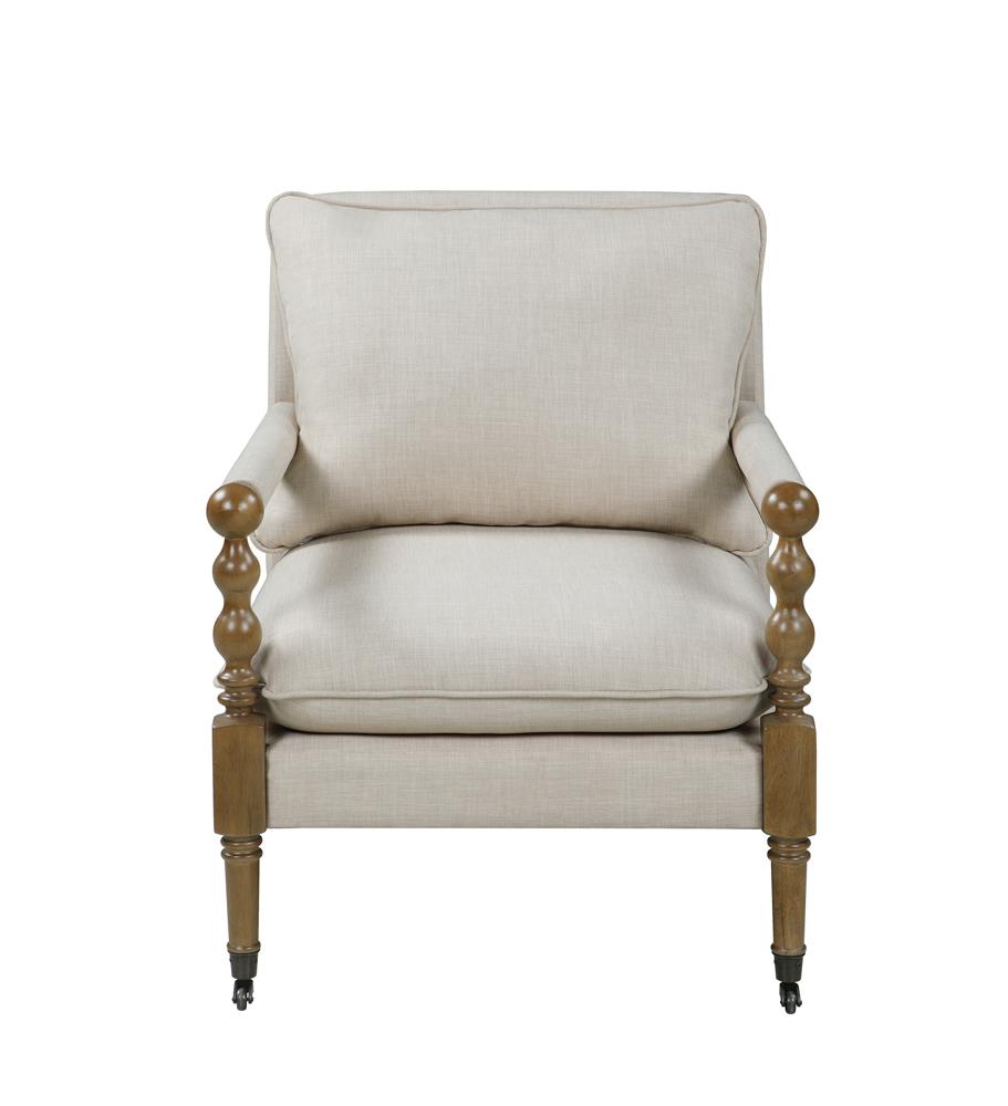 Monaghan Beige Upholstered Accent Chair with Casters - 903058 - Bien Home Furniture &amp; Electronics