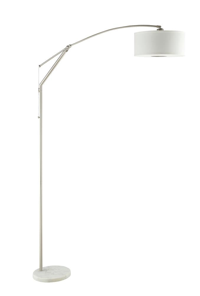 Moniz Adjustable Arched Arm Floor Lamp Chrome/White - 901490 - Bien Home Furniture &amp; Electronics