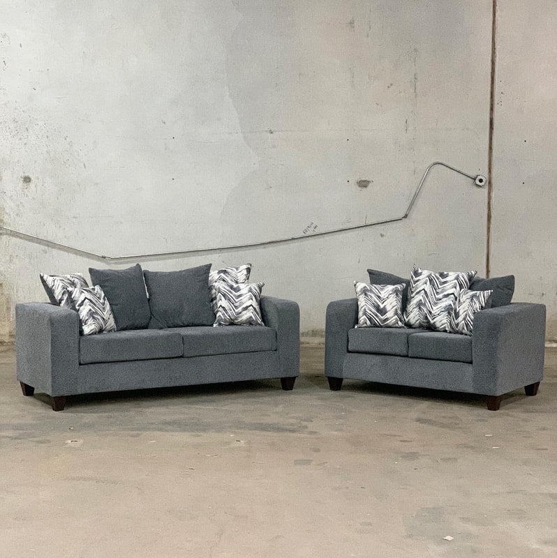 Monroe Charcoal Sofa &amp; Loveseat - 110-Charcoal Sofa and Loveseat - Bien Home Furniture &amp; Electronics