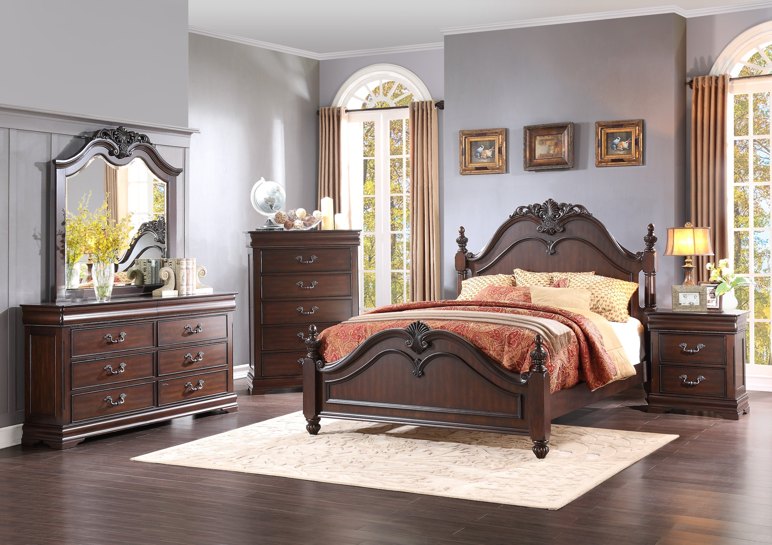 Mont Belvieu Dark Cherry Dresser, Two Hidden Drawers - 1869-5 - Bien Home Furniture &amp; Electronics