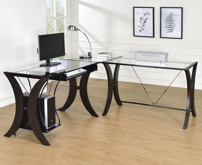 Monterey Cappuccino 3-Piece L-Shaped Computer Desk Set - 800446 - Bien Home Furniture &amp; Electronics