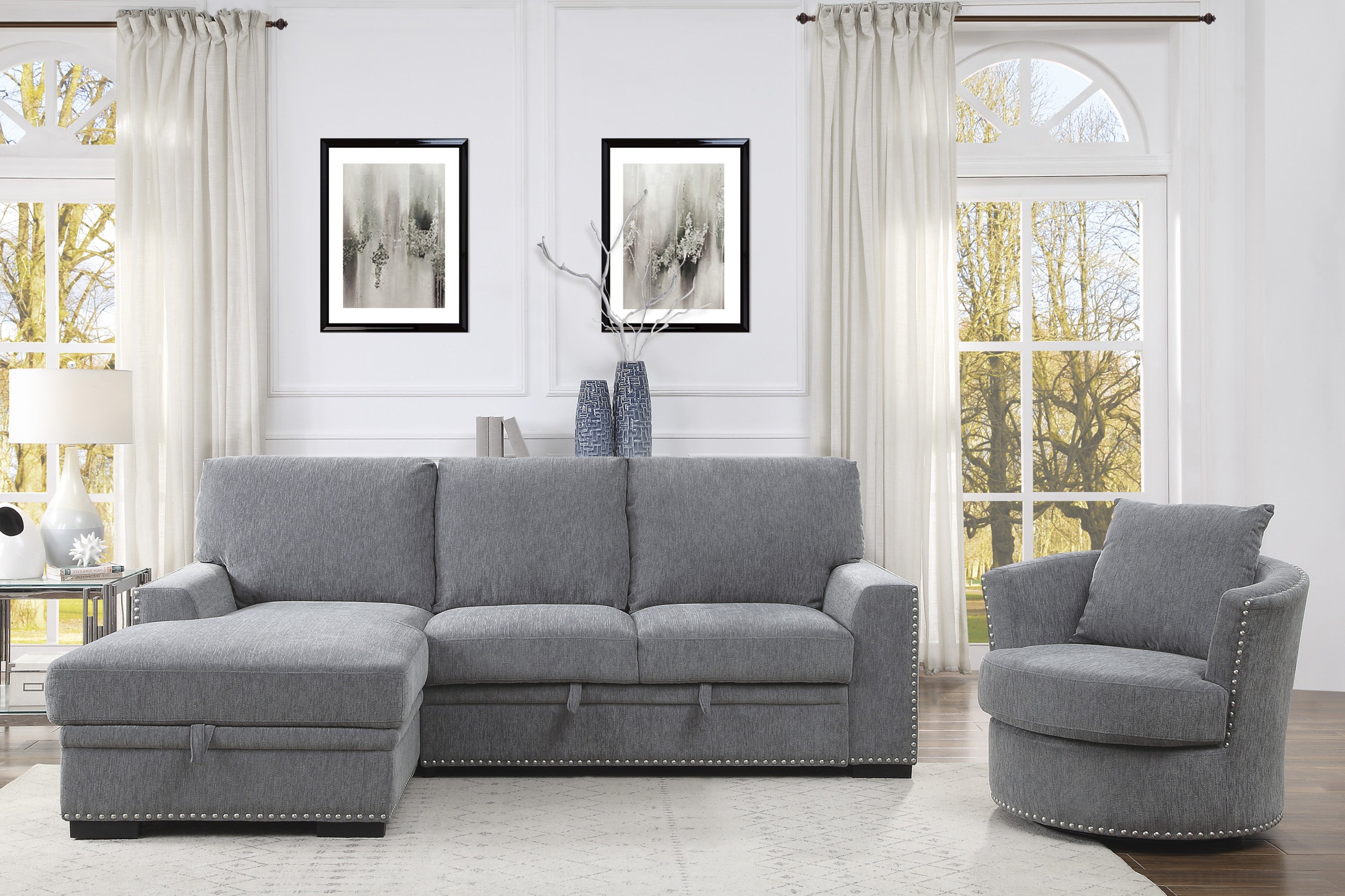 Morelia Dark Gray Swivel Chair - 9468DG-1 - Bien Home Furniture &amp; Electronics