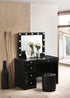 Morgan Black Makeup Vanity Set with Lighted Mirror - SET | B4851BK-91-BASE | B4851BK-91-TOP | B4850BK-91-11 | B4851BK-93 - Bien Home Furniture & Electronics
