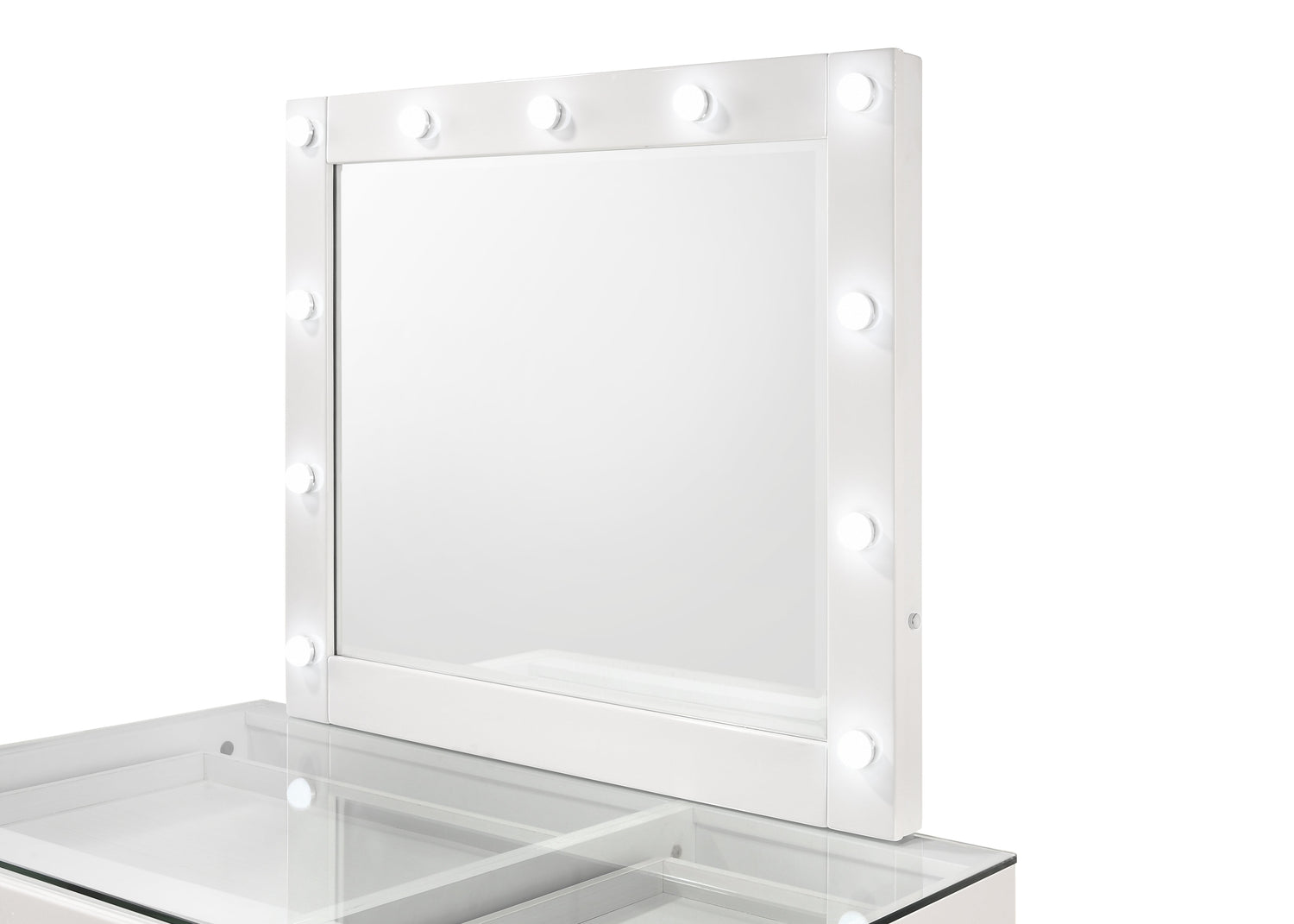 Morgan White Makeup Vanity Set with Lighted Mirror - SET | B4851WH-91-BASE | B4851WH-91-TOP | B4850WH-91-11 - Bien Home Furniture &amp; Electronics