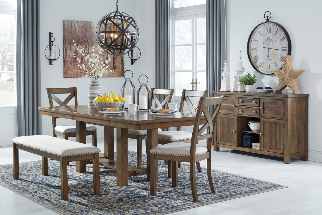 Moriville Grayish Brown Extendable Dining Set - SET | D631-45 | D631-01(2) | D631-00 - Bien Home Furniture &amp; Electronics