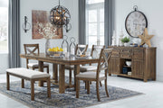 Moriville Grayish Brown Extendable Dining Set - SET | D631-45 | D631-01(2) | D631-00 - Bien Home Furniture & Electronics